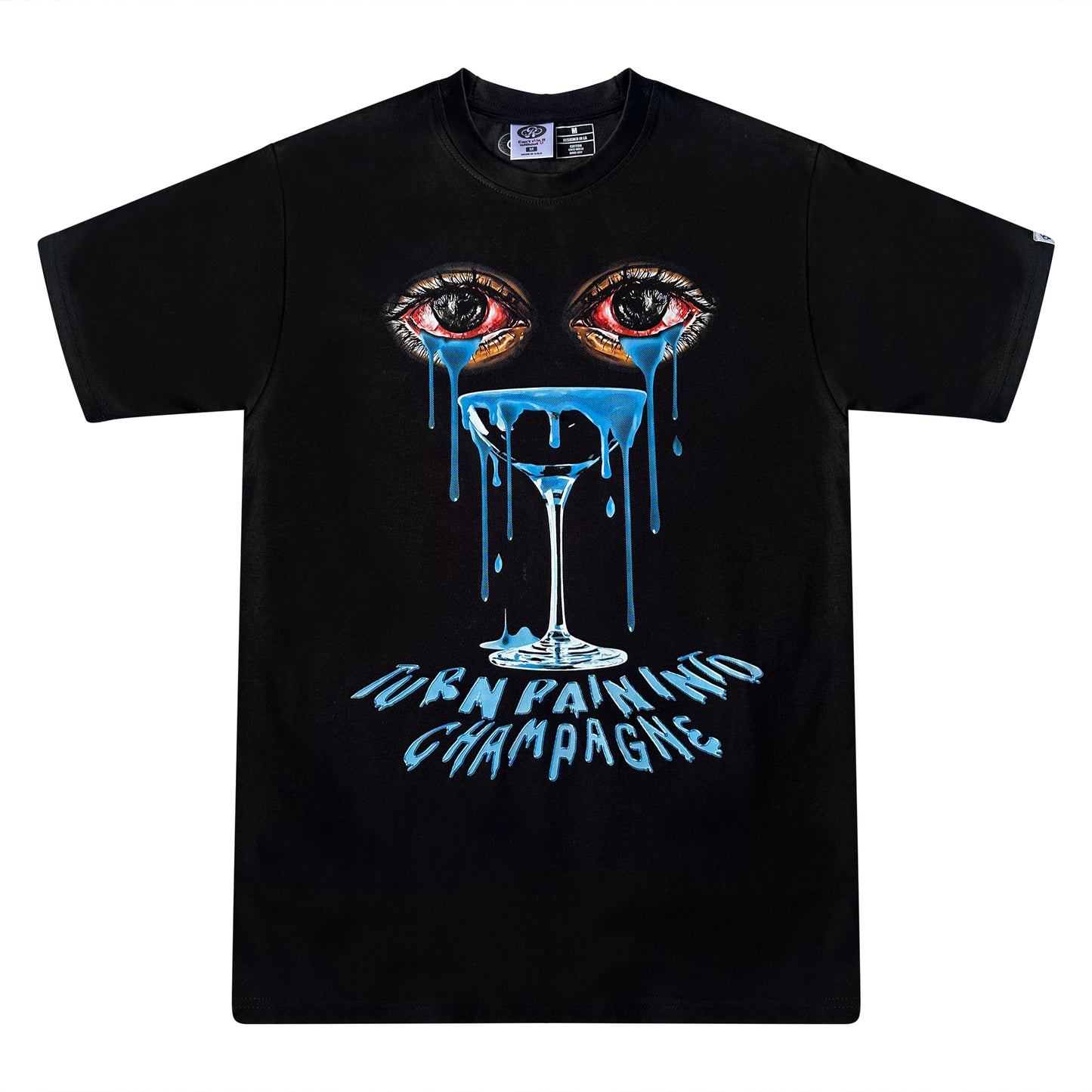 Turn Pain Into Champagne Tee Run It Streetwear T-Shirt in Black & White