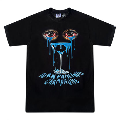 Turn Pain Into Champagne Tee Run It Streetwear T-Shirt in Black & White