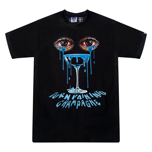 Turn Pain Into Champagne Tee Run It Streetwear T-Shirt in Black & White