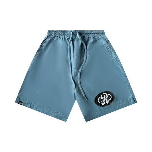 Men’s Athletic Shorts – Sky Blue & Black Lightweight Polyester Gym Shorts by Run It